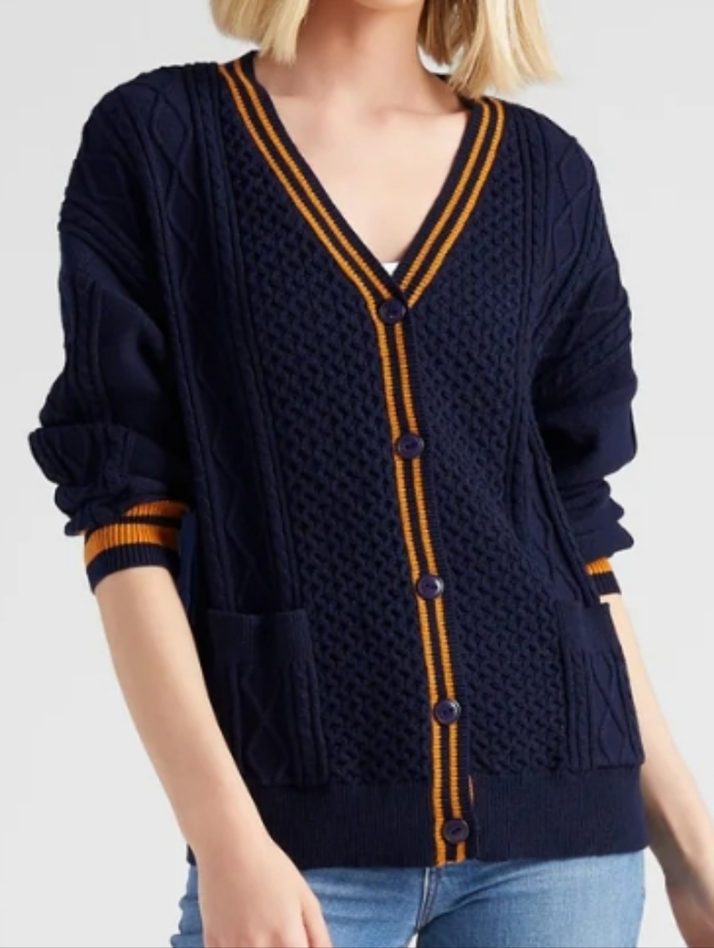 Vigoss Varsity Stripe Cardigan - L
